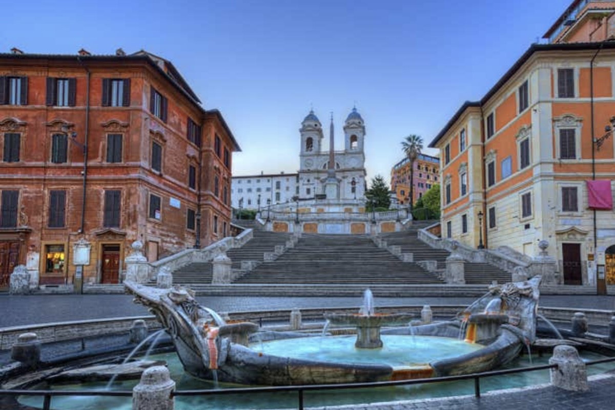 view from the bottom of the Trevi Fountain