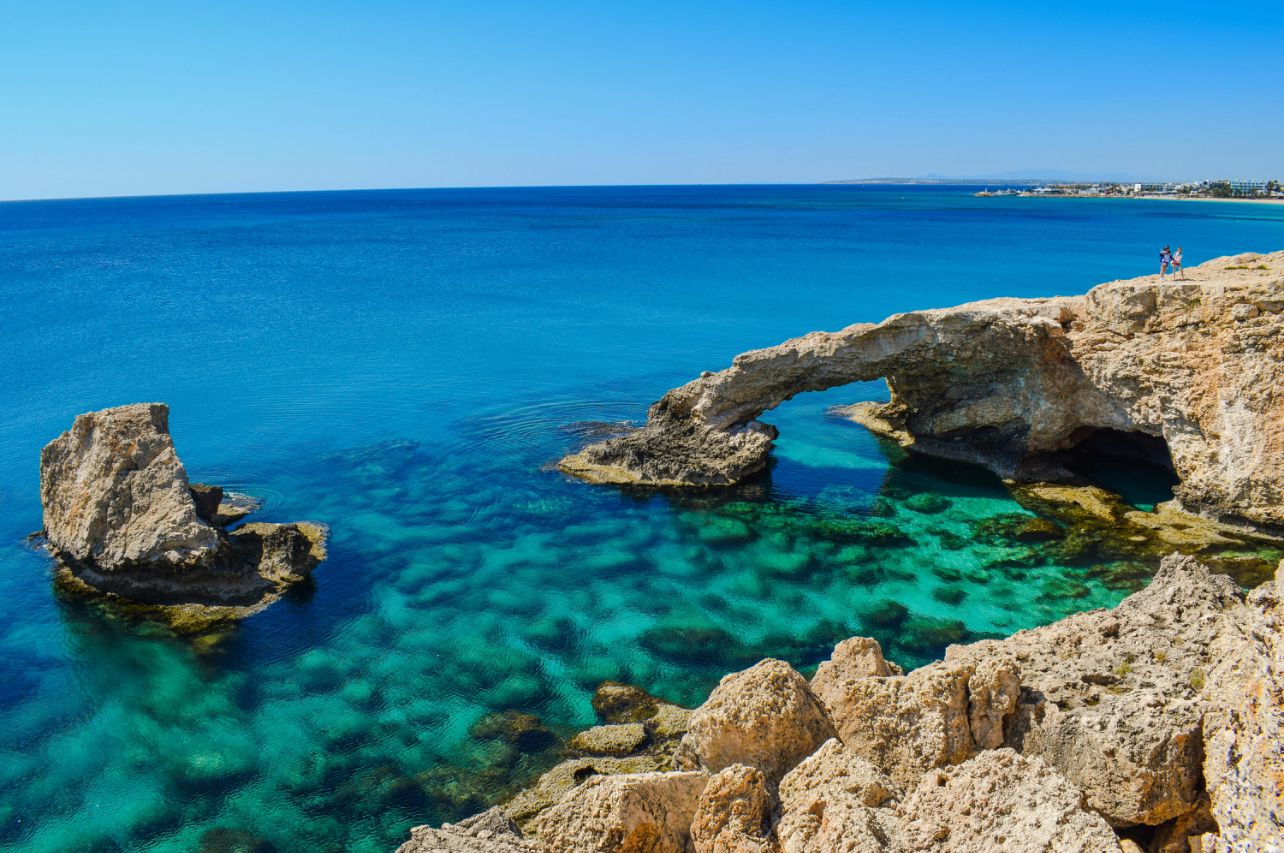 a beautiful rocky lagoon with lots of different blues